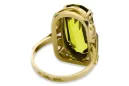 Ring Yellow Peridot 14K Yellow gold Vintage craft vrc038y